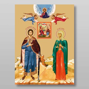 Alexander Nevsky and Irina download digital file for printing Orthodox icon.