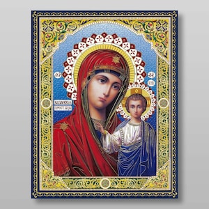 Icon of the Mother of God of Kazan download digital file for printing Orthodox icon.