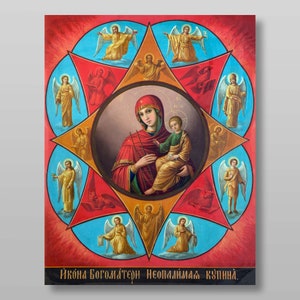 Burning Bush Icoon van de Moeder Gods download digitaal bestand voor afdrukken Orthodox icoon.