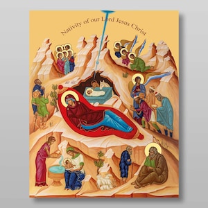 Icon of the Nativity of Christ - PRINTABLE DIGITAL DOWNLOAD. Religious Christian Orthodox icon in the temple of Ukraine.