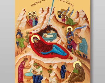 Icon of the Nativity of Christ - PRINTABLE DIGITAL DOWNLOAD. Religious Christian Orthodox icon in the temple of Ukraine.