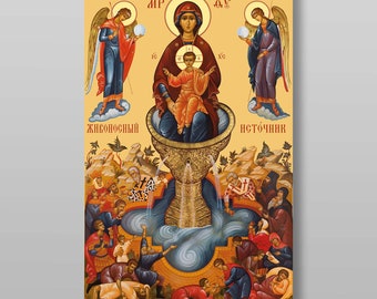Icon of the Mother of God Lifegiving Spring download digital file for printing Orthodox icon.