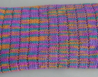 Handknitted Baby Blanket in Colorful Soft Acrylic  30 x 35 inches