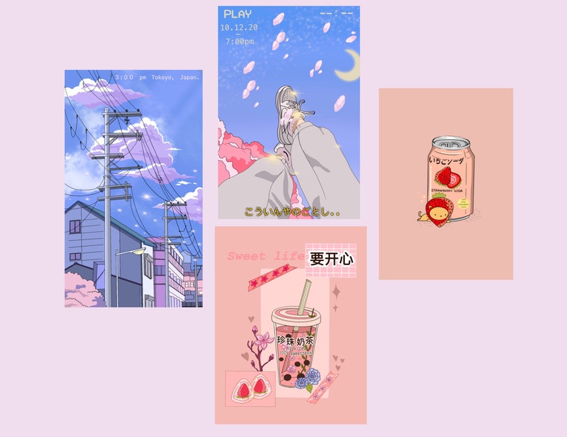 Mini Cute prints mini wall art prints kawaii art mini art Etsy