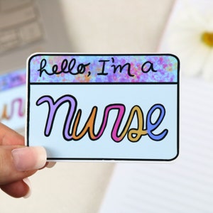 Sticker Hello I'm a nurse | autocollant soins infirmiers, autocollant médicaux, cadeau infirmière, autocollant infirmière, médecine, ifsi