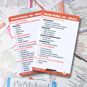PT Exame físico - msk (cervical), cartão de referência de enfermagem, cartão de crachá, cartão de bolso, cartão de cordão, auxiliar de memória