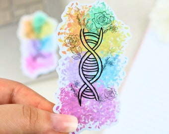 DNA sticker, pastel color, artistic, nursing sticker, medical sticker, nurse sticker, science, biology