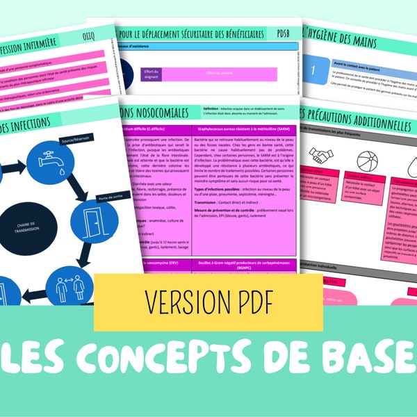 PDF Fiche d'étude : Concept de base en soins infirmiers | soins infirmiers, étude infirmière, sciences infirmières, guide d'étude, OIIQ