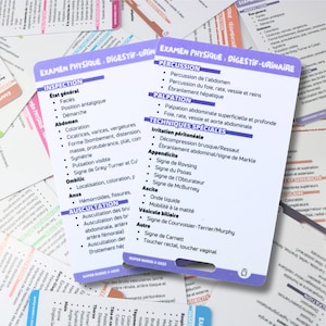 FR Referenzkarten für die körperliche Untersuchung des Verdauungstrakts und der Harnwege, Ausweiskarte, Taschenkarte, Schlüsselbandkarten, Erinnerungshilfe