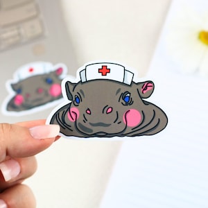 Hippopotamus Sticker | nursing sticker, medical sticker, nurse gift, nurse sticker, medicine, ifsi