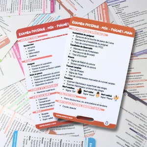 FR Exame físico, msk (pulso e mão), cartão de referência de enfermagem, cartão de crachá, cartão de bolso, cartão de cordão, auxiliar de memória
