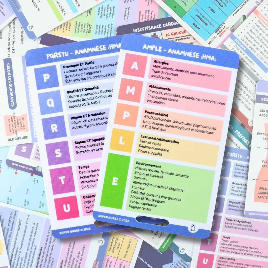 FR History (PQRSTU-AMPLE) Nursing Reference Cards, Badge Card, Pocket