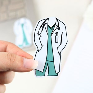 Autocollant uniforme médical, sarrau blanc | autocollant soins infirmiers, autocollant médicaux, cadeau infirmière, santé, IPS, médecin