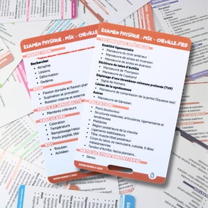 FR Exame físico, cartão de referência de enfermagem msk (tornozelo e pé), cartão de crachá, cartão de bolso, cartão de cordão, auxiliar de memória