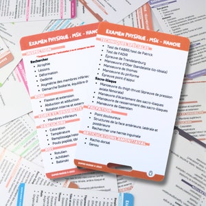 PT Exame físico, msk (quadril), cartão de referência de enfermagem, cartão de crachá, cartão de bolso, cartão de cordão, auxiliar de memória