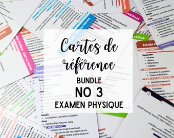 FR Bundle examen physique, 16 cartes cartes de référence en soins infirmiers, carte badge, cartes de poche, cartes de cordon, aide mémoire