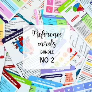 EN Reference cards Bundle No 2 (17 cards) nursing badge cards, pocket card, lanyard card, nurse gift, nursing notes