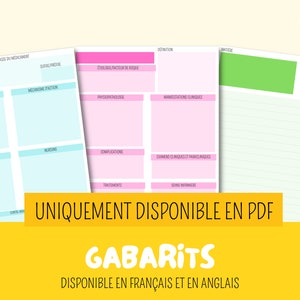 PDF Gabarits de notes de lecture, pharmacologie et pathologie | soins infirmiers, étude infirmière, médecine, sciences infirmières, ifsi