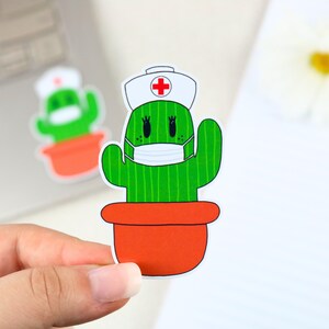 Adesivo cactus con maschera | adesivo infermieristico, adesivo medico, regalo, adesivo per infermiere, medicina, ifsi