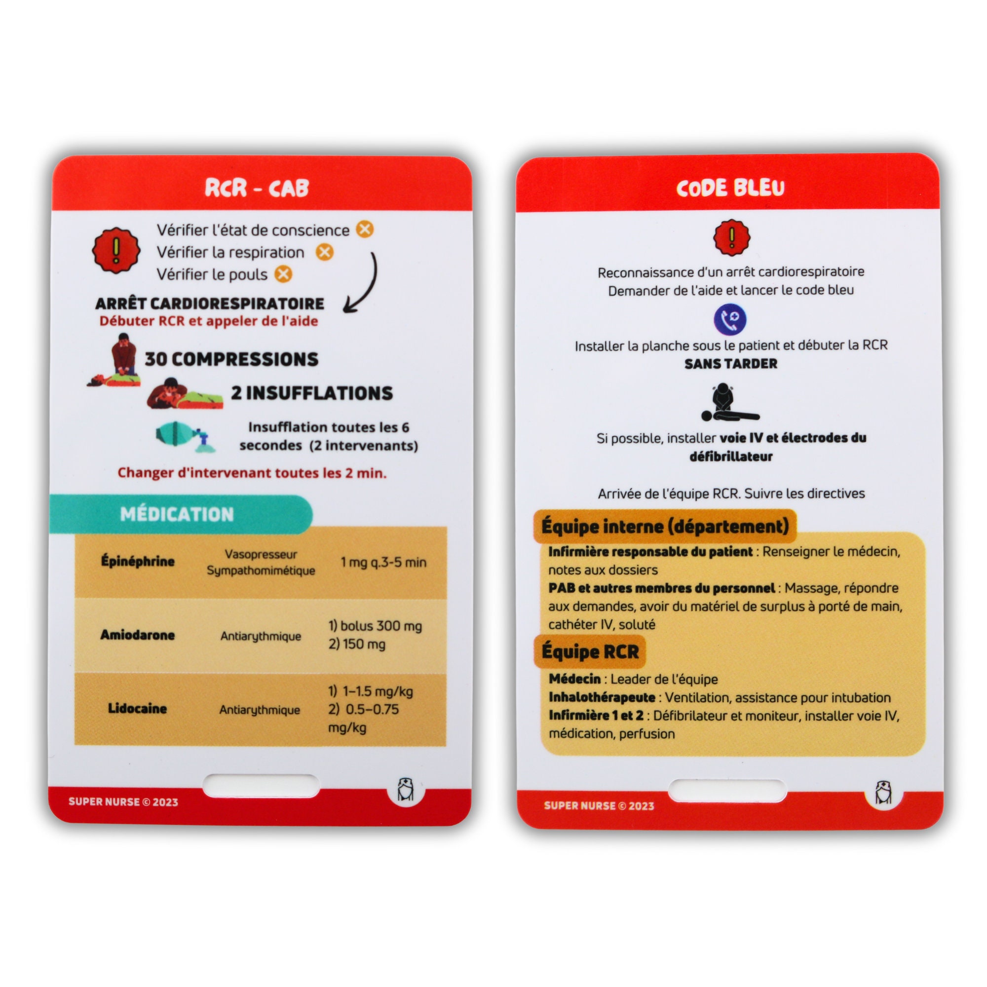 Cpr Codenotes FR CPR, Code Blue, REA, Resuscitation Nursing Reference Cards, Badge ...