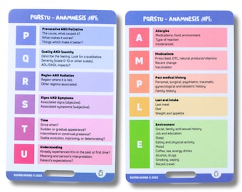 EN PQRSTU-AMPLE Anamnese, Pflegereferenzkarten, Pflegeausweiskarten, Taschenkarte, Schlüsselbandkarte, Pflegegeschenk, Pflegenotizen