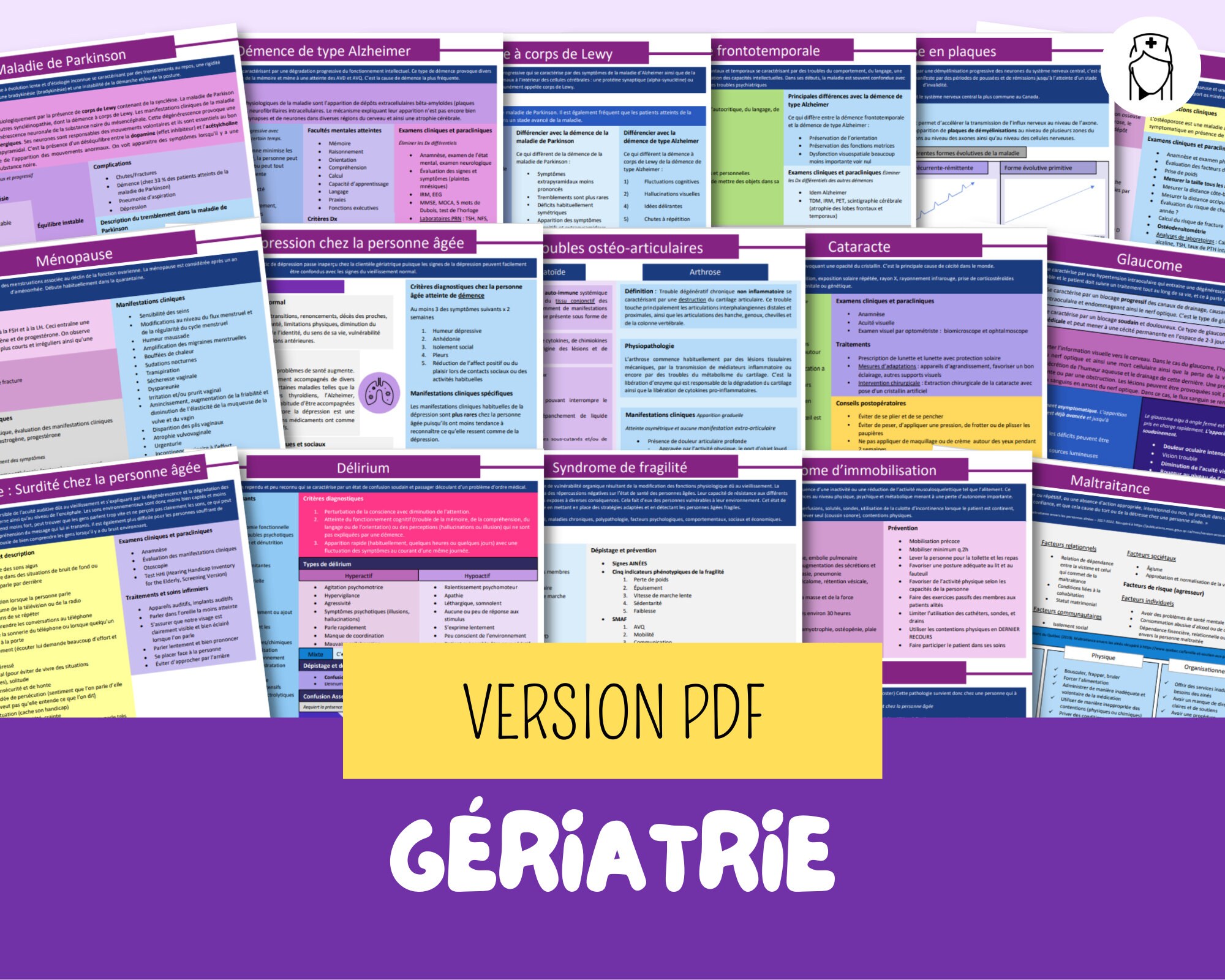 PDF Fiche D'étude Gériatrie Soins Infirmiers étude - Etsy New ...