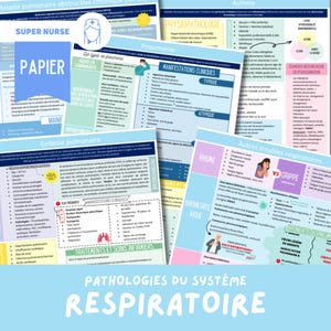 Fogli di studio sul sistema respiratorio (5 pagine) cartaceo | schede di assistenza infermieristica, nota infermieristica, guida allo studio, scuola per infermieri, Med-surg
