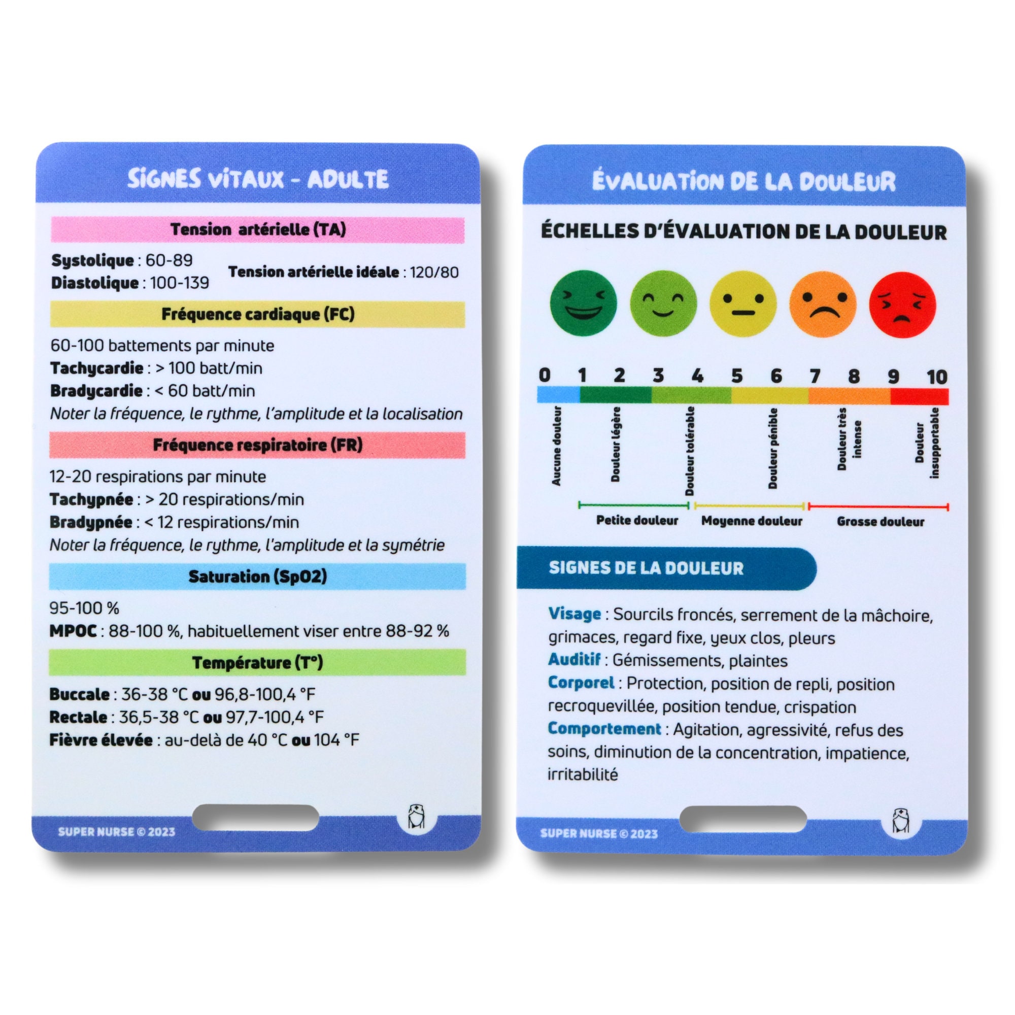 FR Vital Signs, Adult Pain Assessment Nursing Care Reference Cards ...