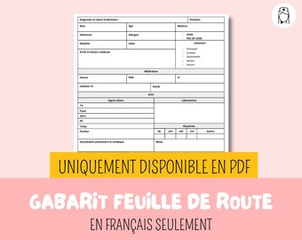 PDF Gabarit feuille de route pour infirmière, fiche de rapport | soins infirmiers, étude infirmière, sciences infirmières, ifsi