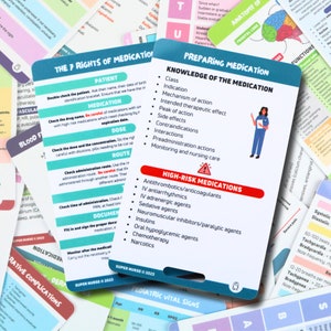 PT Farmacologia, Preparação de medicamentos, direitos de medicação, cartões de referência de enfermagem, cartões de crachá de enfermagem, cartão de bolso, cartão de cordão, presente