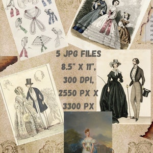 Viktorianische Ephemera | Vintage Fashion Teller | Viktorianische Damen Junk Journal Seiten | Viktorianische Frauen Junk Journal Seiten | Digitale Kunst