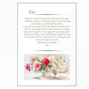 Carta de agradecimiento al maestro impresa / Regalo del maestro / Regalo de graduación de primaria / Carta de fin de año escolar imprimible / Tamaño de carta de EE. UU.
