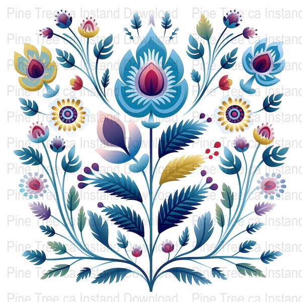 Watercolor Native Indigenous Floral Clipart Instant Download Commercial Use 4 JPGs High Resolution Craft Junk Journals