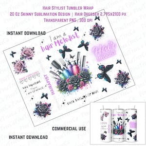Hair Stylist Tumbler Wrap | Hair Stylist Png | Luxury Beauty 20 Oz Skinny Sublimation Design | Hair Dresser 2,795x2100 px
