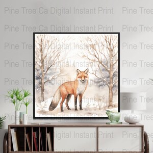 Watercolor Fox in Winter Clipart, 4 hight Quality JPGs, 1 Transparent PNG, Digital download Print, Paper Craft,Junk Journals,Commercial Use