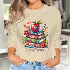 Sublimatie van de leraar PNG, lesgeven is een werk van hart PNG-ontwerp, lesshirt png, lesgeven is hartwerk, leven van de leraar, digitale download