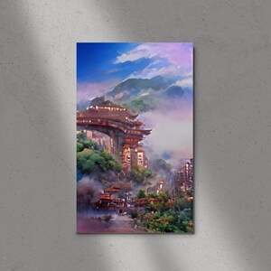 Digital Painting of Chinese Scenery, Chinese Inspired Landscapes, Digital Art Print & Download,