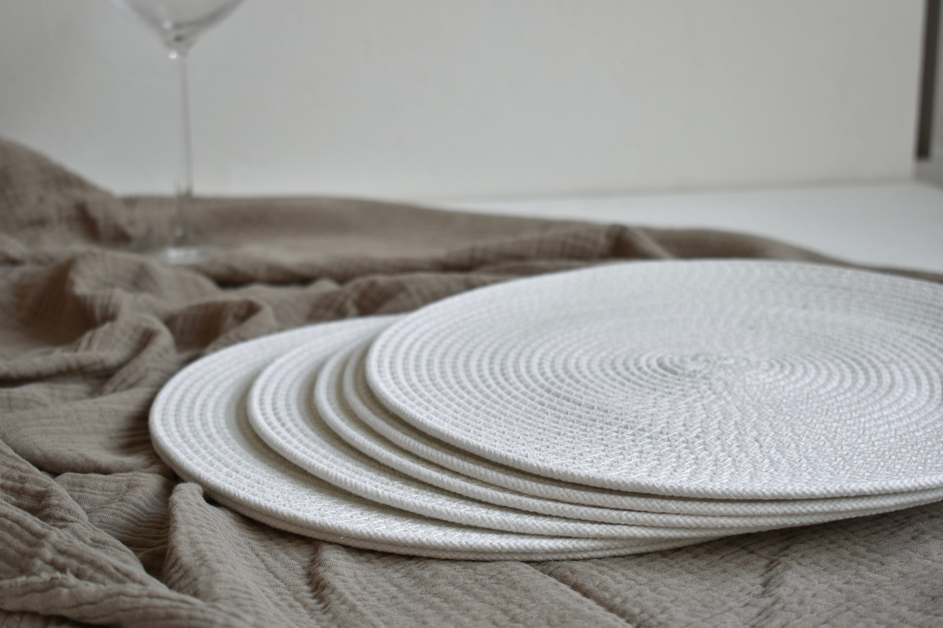 Set of 6 cotton rope placemats ivory colour 12 inch placemat Etsy