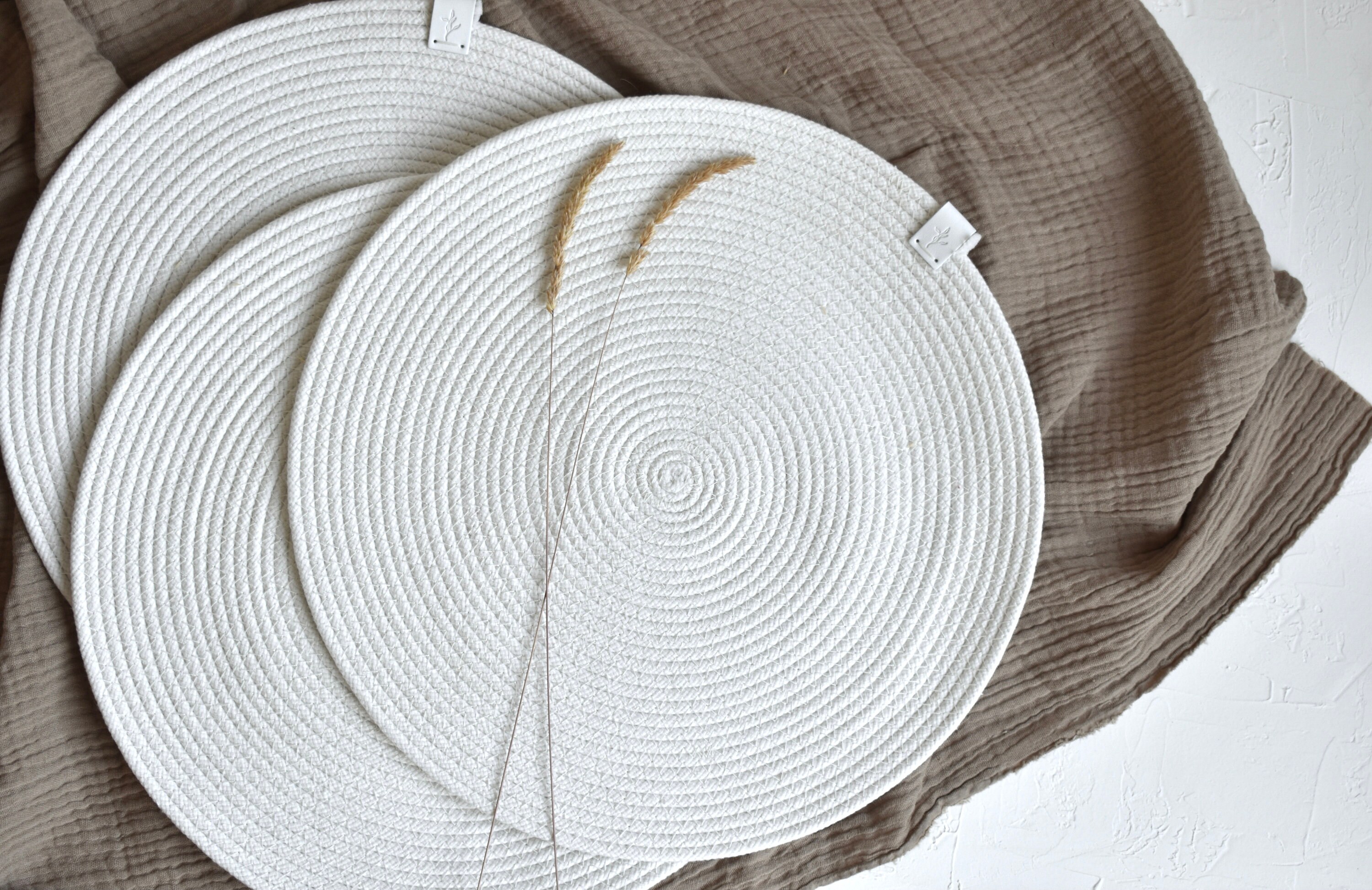 Set of 6 cotton rope placemats ivory colour 12 inch placemat Etsy