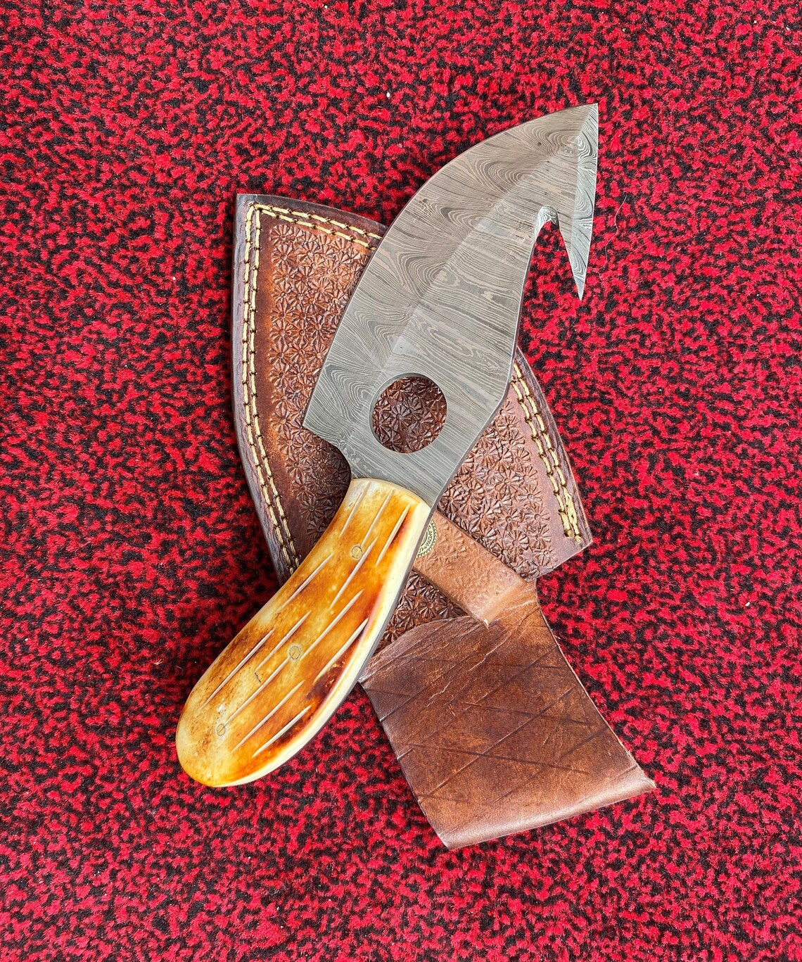 Gut Hook Skinning Knife custom Handmade Damascus Steel Knife Etsy