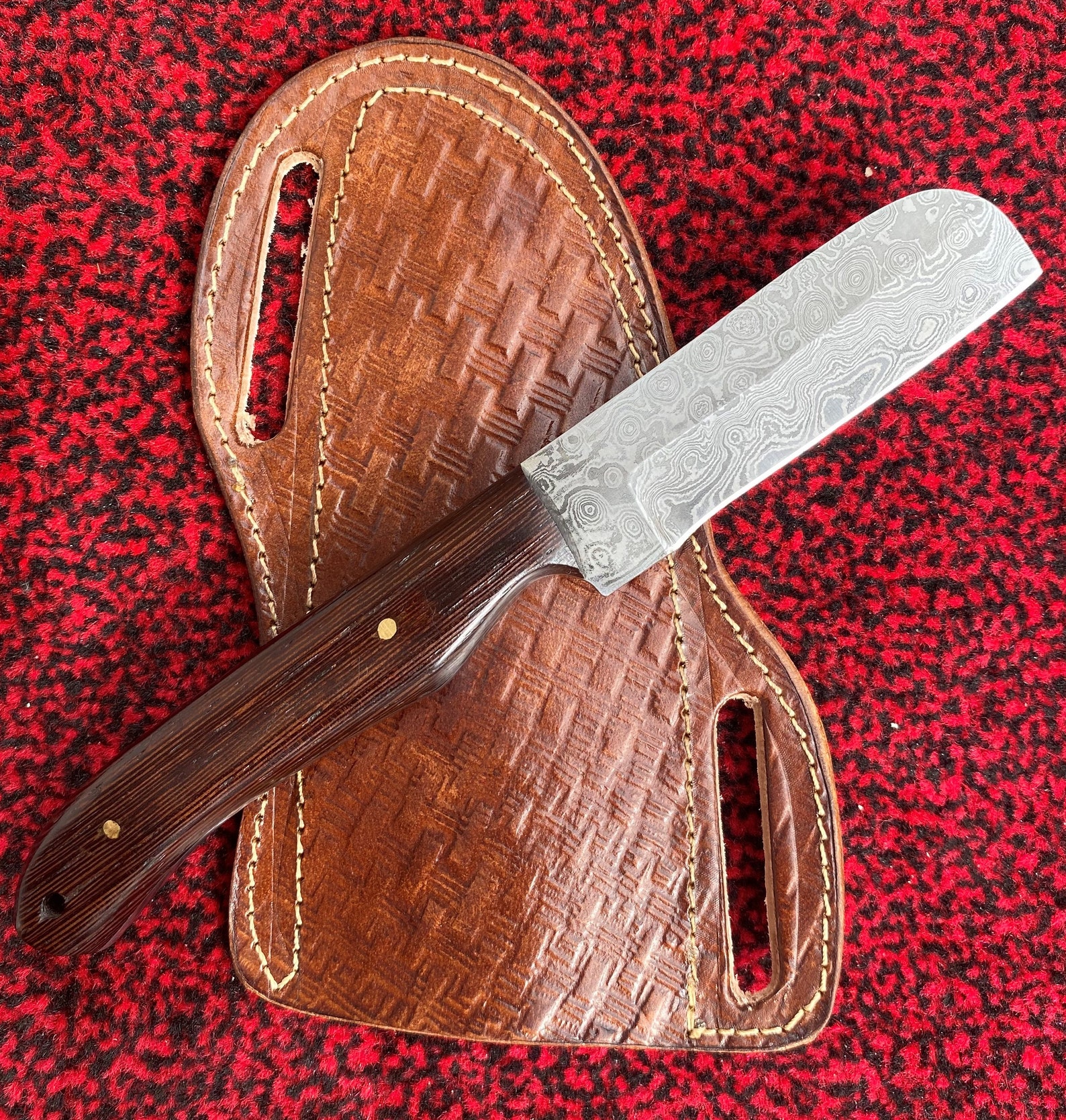 Flat Grind Tanto Hunting Knife Custom Handmade Damascus Etsy