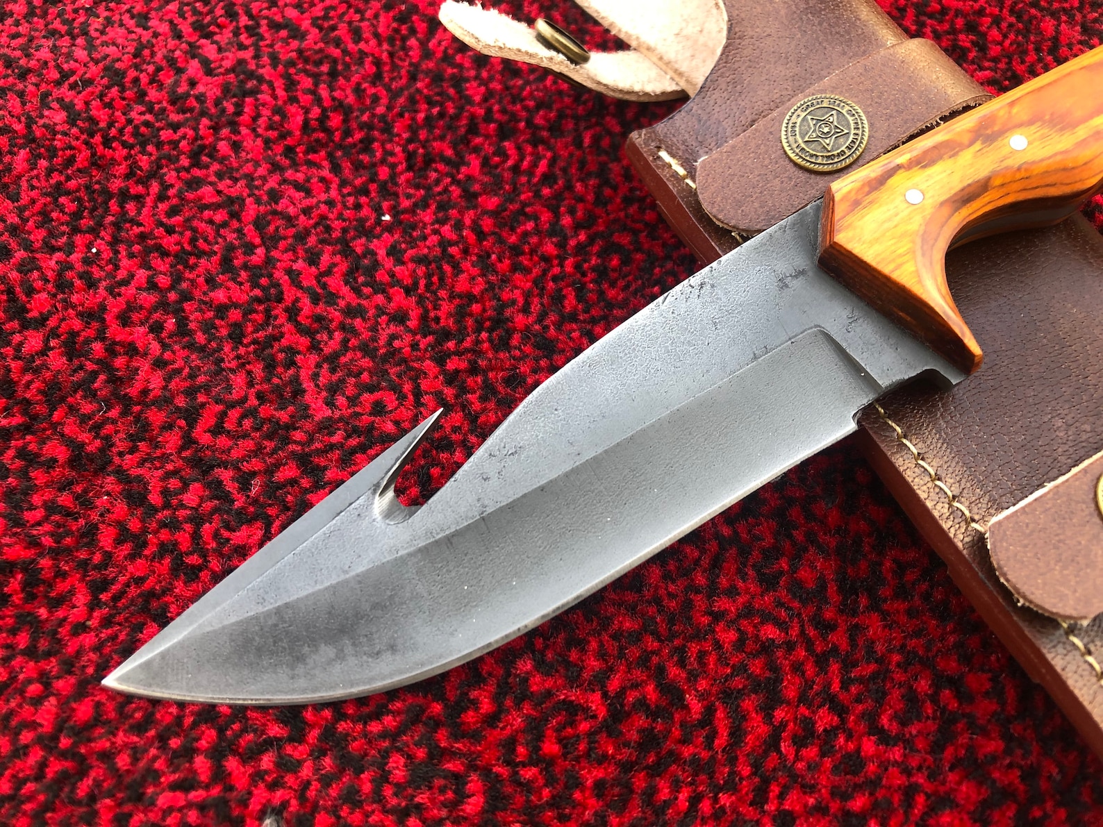 Gut hooked Hunting Knife Custom Handmade D2 Steel Knife Etsy