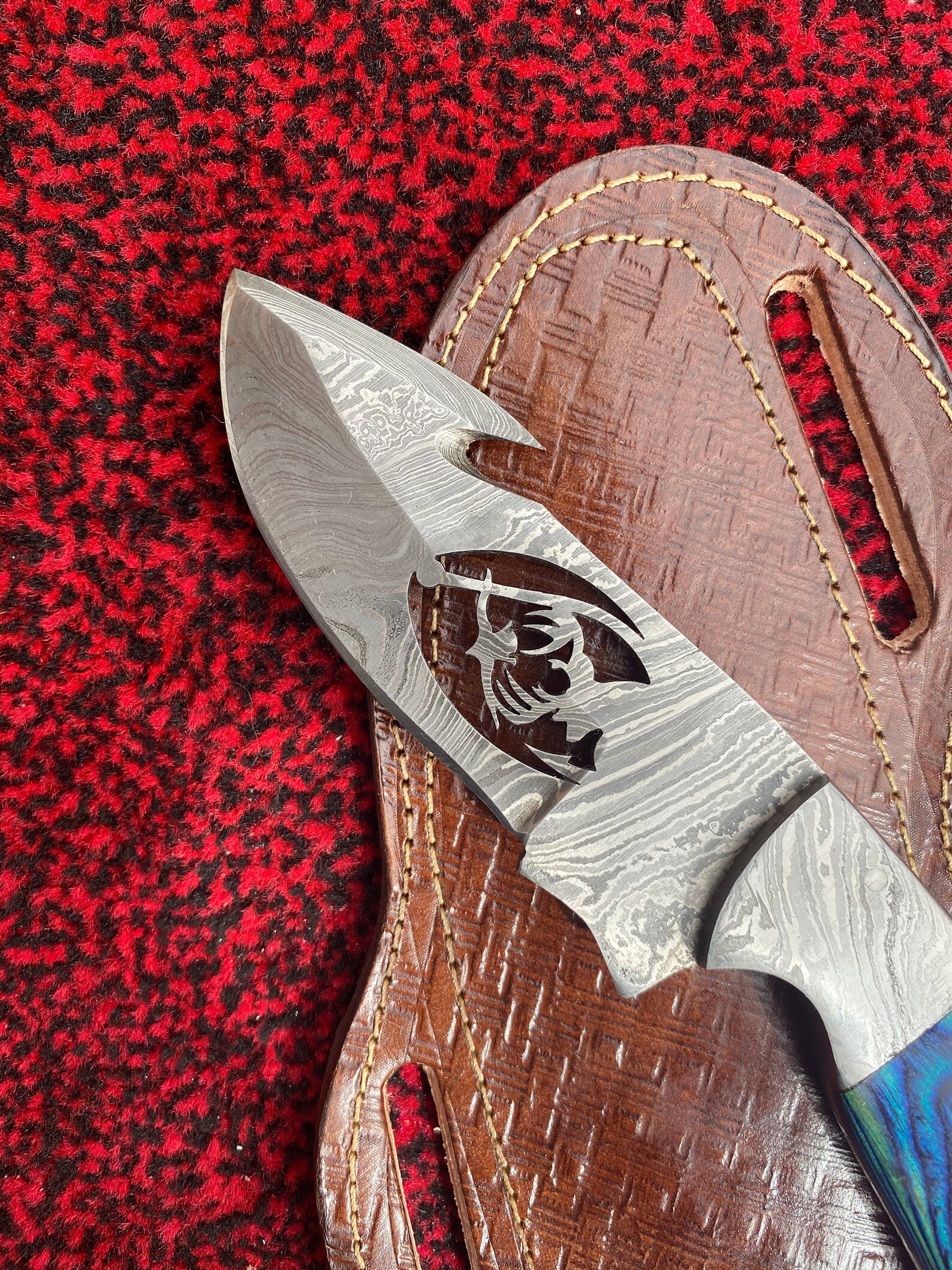 Gut Hooked Skinning Knife custom Handmade Damascus Steel Etsy