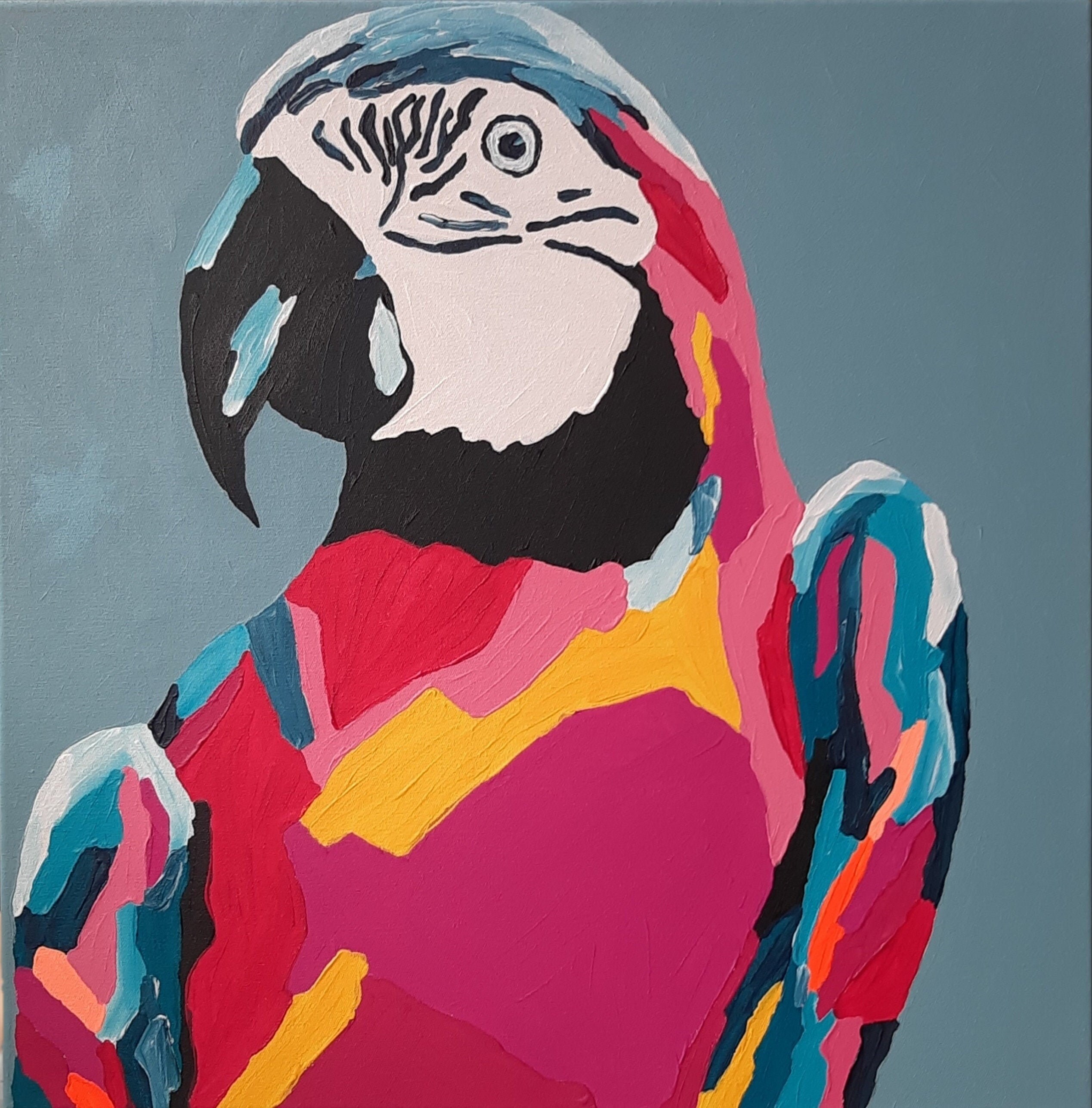 Painting Parrot acrylic on canvas 50cmx50cm Etsy