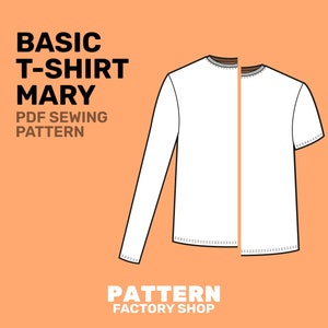 Basic T-shirt Mary Long and Short Sleeve PDF Sewing Pattern - Etsy