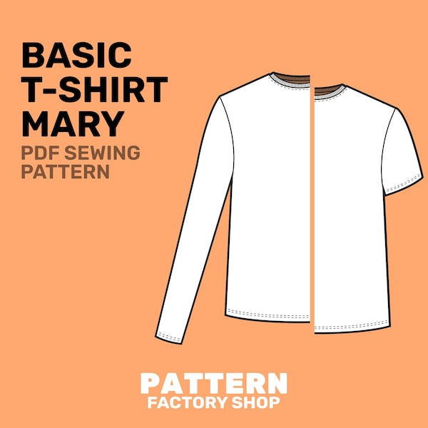 Basic T-Shirt Mary long and short Sleeve - PDF Sewing Pattern Sizes 34 - 52