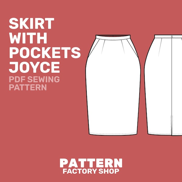 Pencil Skirt with Pockets Joyce - PDF Sewing Pattern - Sizes 34 - 52