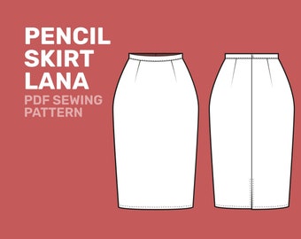 Pencil Skirt Lana PDF Sewing Pattern - Sizes 34 - 52