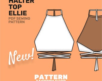 Halter top Ellie PDF Sewing Pattern - Sizes 34-52