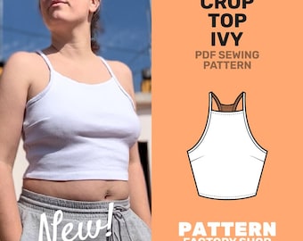 Crop Top Ivy - Halter crop top sportief PDF naaipatroon - Maten 34 - 52